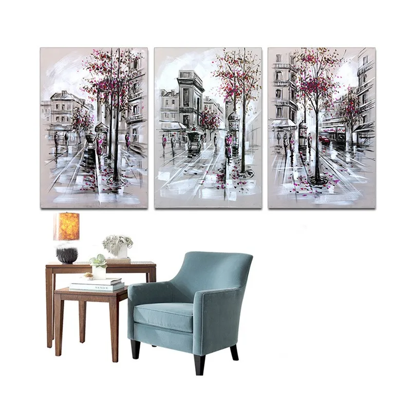 

3 pieces Diamond Painting cross stitch Walking In The Street Alone Decor mosaic embroidery square resin diamonds city streets