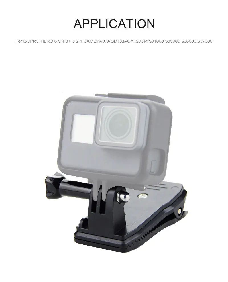 360 Degree Rotation Clip Backpack Hat Clip Clamp Mount for Gopro Hero 6 5 4 3+ 3 2 1 SJCAM SJ4000 Xiaomi Yi (4)