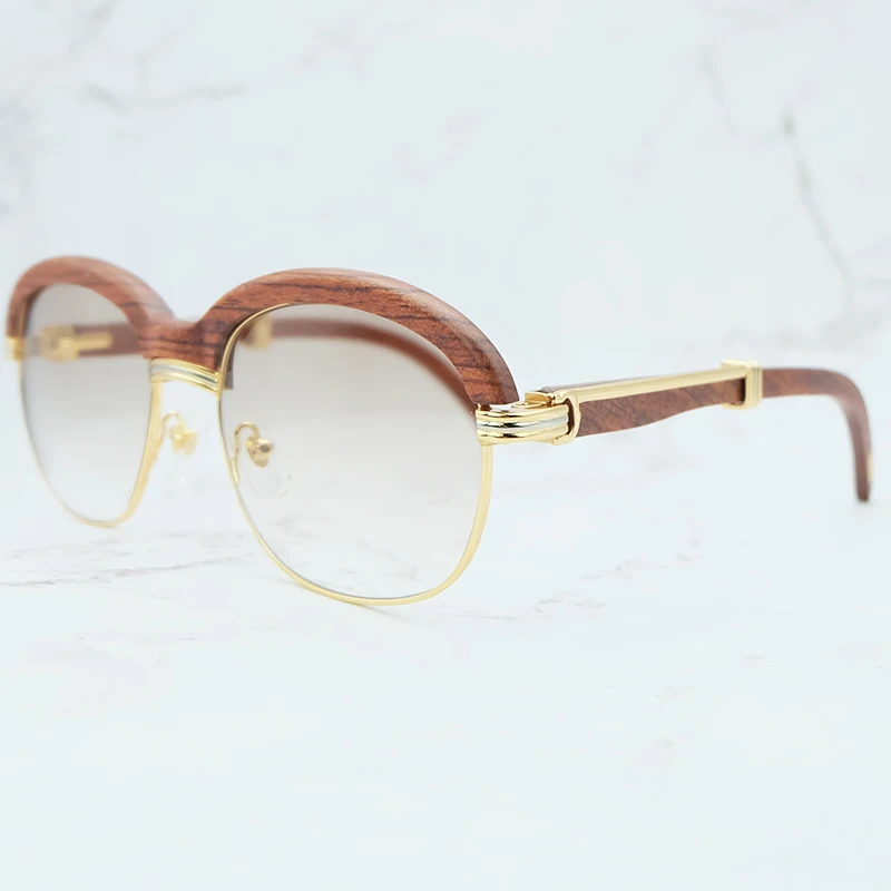 Men/'s CLASSY VINTAGE RETRO Style SUN GLASSES Gold /& Wood Wooden Frame Dark Lens