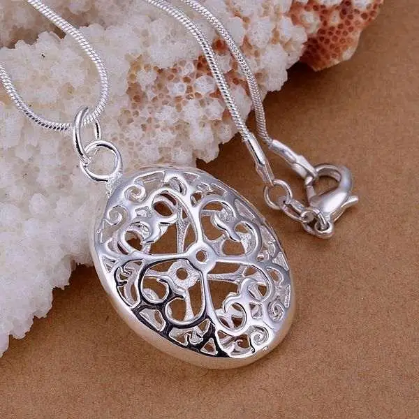 P038 fashion jewelry chains necklace 925 silver pendant Three-dimensional egg-shaped | Украшения и аксессуары