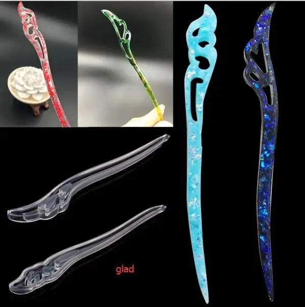 2x Resin Hair Stick Hair Jewelry Making Tool Silicone Mold Vintage Style 