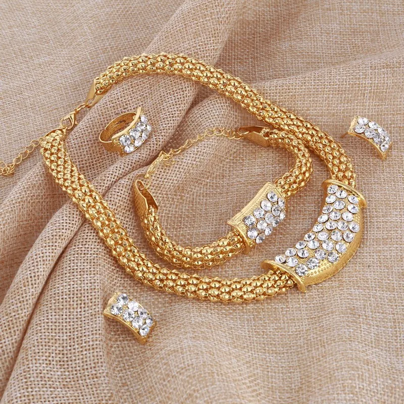 Amazing Price Wedding Gold Jewelry Sets For Women Pendant Statement African Beads Crystal Necklace Earrings Bracelet Rings 75 Amazing Price Wedding Gold Jewelry Sets For Women Pendant Statement African Beads Crystal Necklace Earrings Bracelet Rings