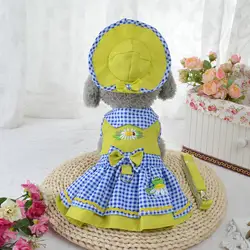 Цветочный узор собаки платья платье принцессы собака зоотоваров платье + шляпа + трусики + поводок = 1 компл