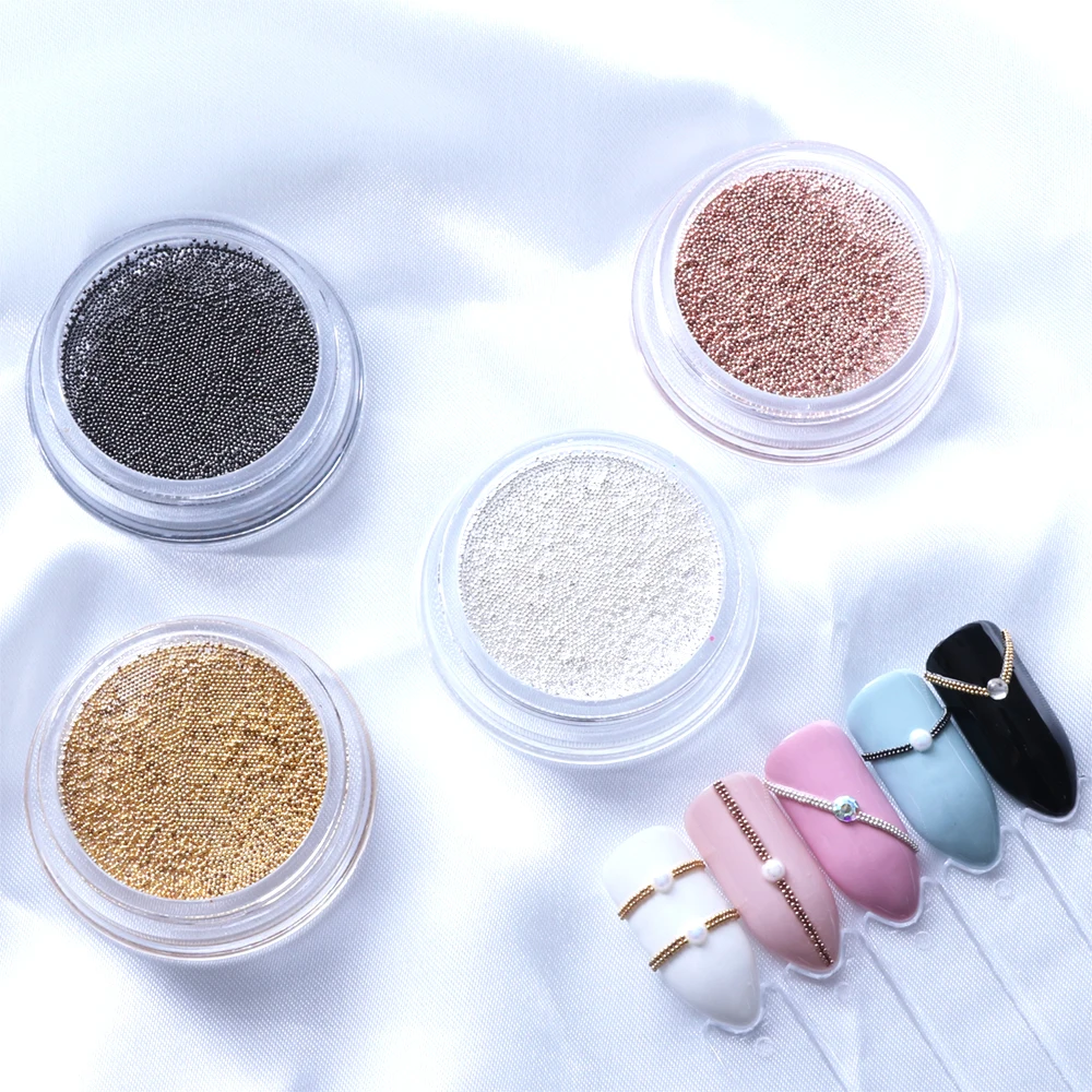 

Mini Nail Beads Micro Steel Glitter Powder Gold Flakes 0.4/1.0mm Silver Caviar 3D Nail Charms Decoration Manicure Tools BE829