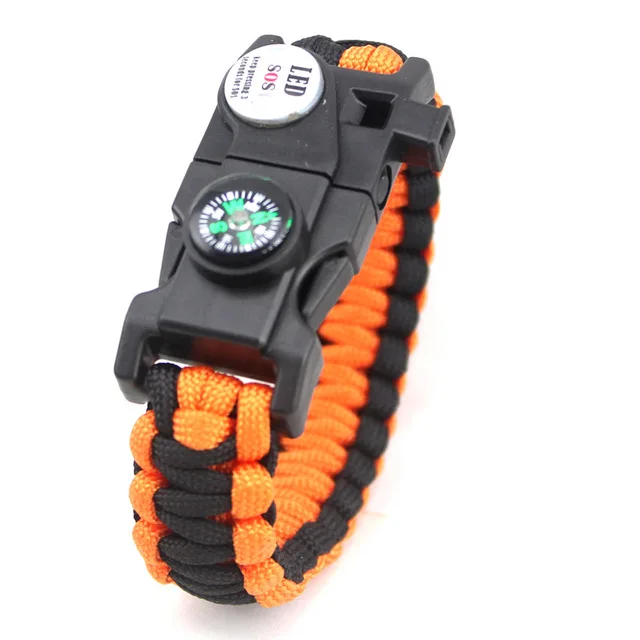 Outdoor Multifunctional Survival Bracelet Paracord Braided Rope Men Camping EDC Tool Emergency SOS LED Light Compass Whistle (12)