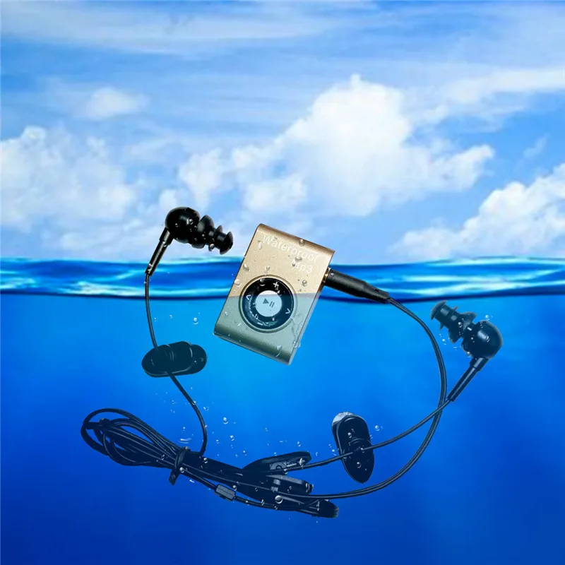 Mini IPX8 Waterproof MP3 Player 4/8/16GB Headset Swim Underwater Sports Walkman Hifi Sereo Music With FM Radio Clip | Электроника