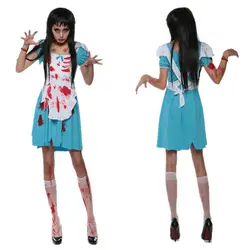 Костюм на Хэллоуин сексуальный мини-платье ролевые игры ужас Кровавые Зомби косплей Дьявол труп костюм горничной одежда для вечеринок для