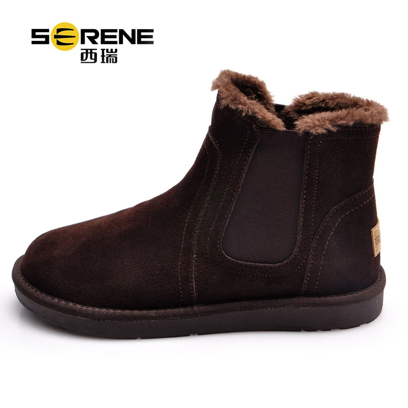 

Winter Boots For Men Cow Suede Breathable Shoes Slip-on Men Snow Boots Warm Causal Footwear Rubber Outsole Anti-slip Ankle Boots