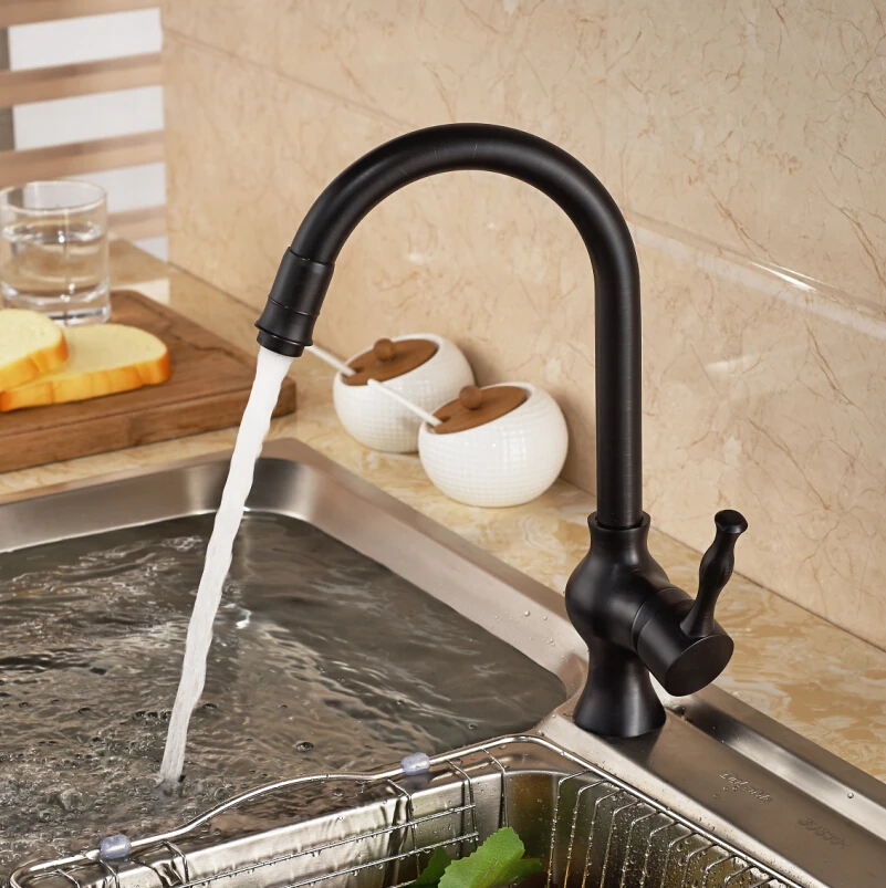 Single Handle Goose Neck Swivel Rotation Kitchen Faucet Single Lever Kitchen Mixer Tap Oil Rubbed Bronze
