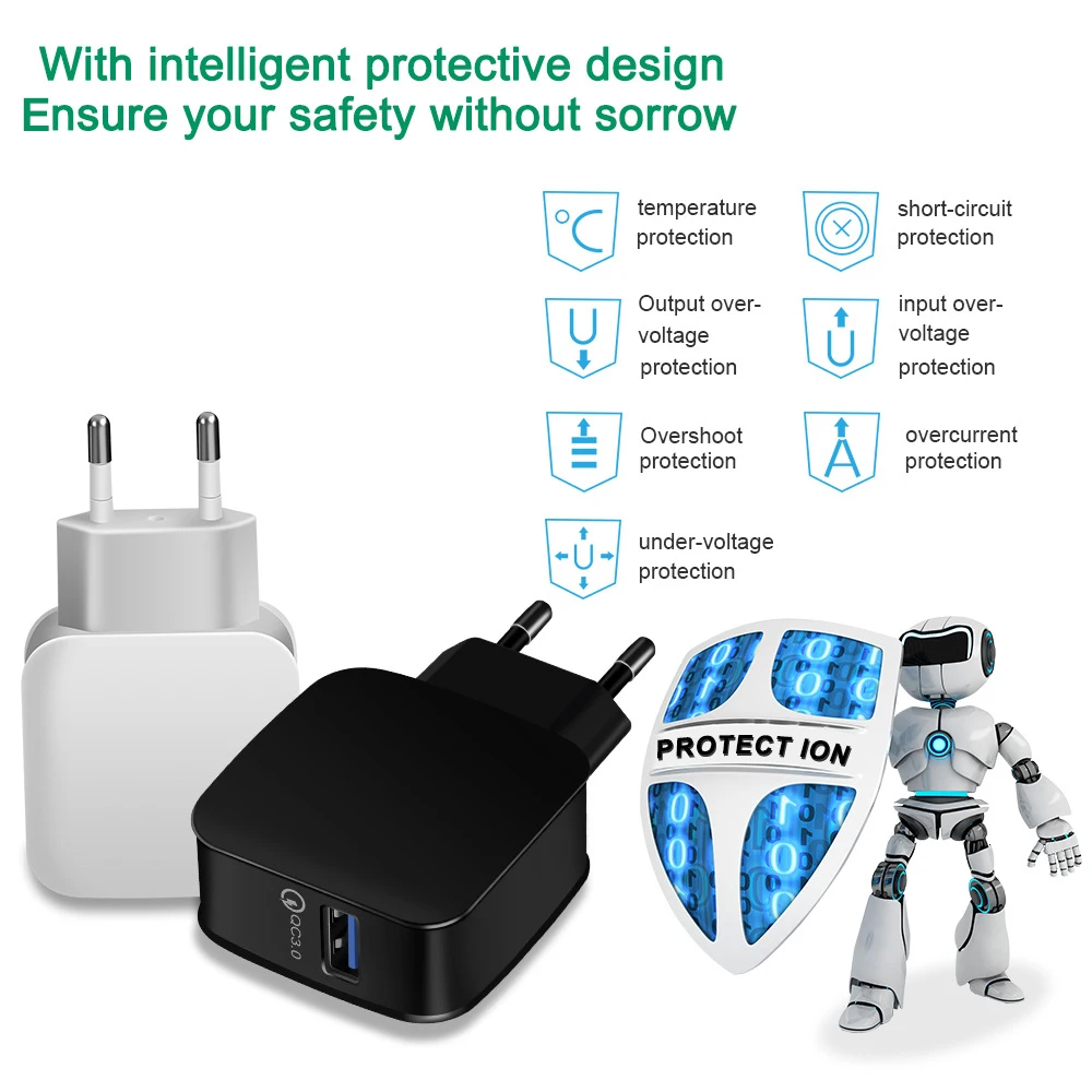 Quick Charge 3.0 USB Charger QC3.0 QC Fast Charging Plug Adapter Wall Mobile Phone For iPhone 7 8 Xiaomi 9 SE Redmi Mi | Мобильные