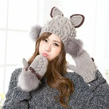 BomHCS очень милые женские зимние шапочки очень теплые шляпки сделаны вручную Мода