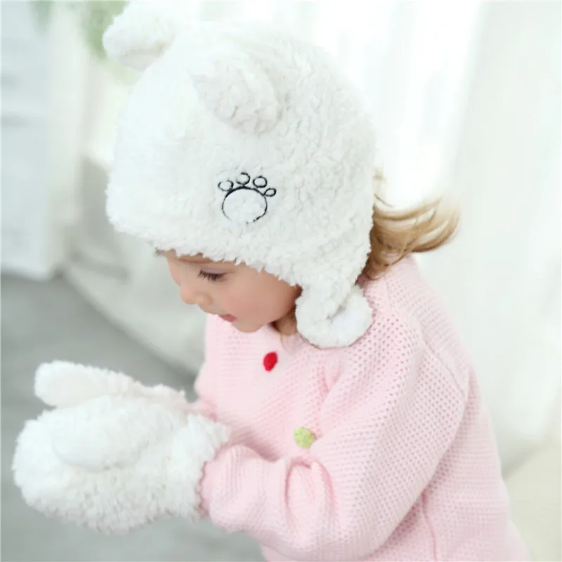 Комплект из 2 предметов; очень милая детская зимняя шапка; комплект из теплого плюша; детская шапочка; шапочка с ушками для новорожденных