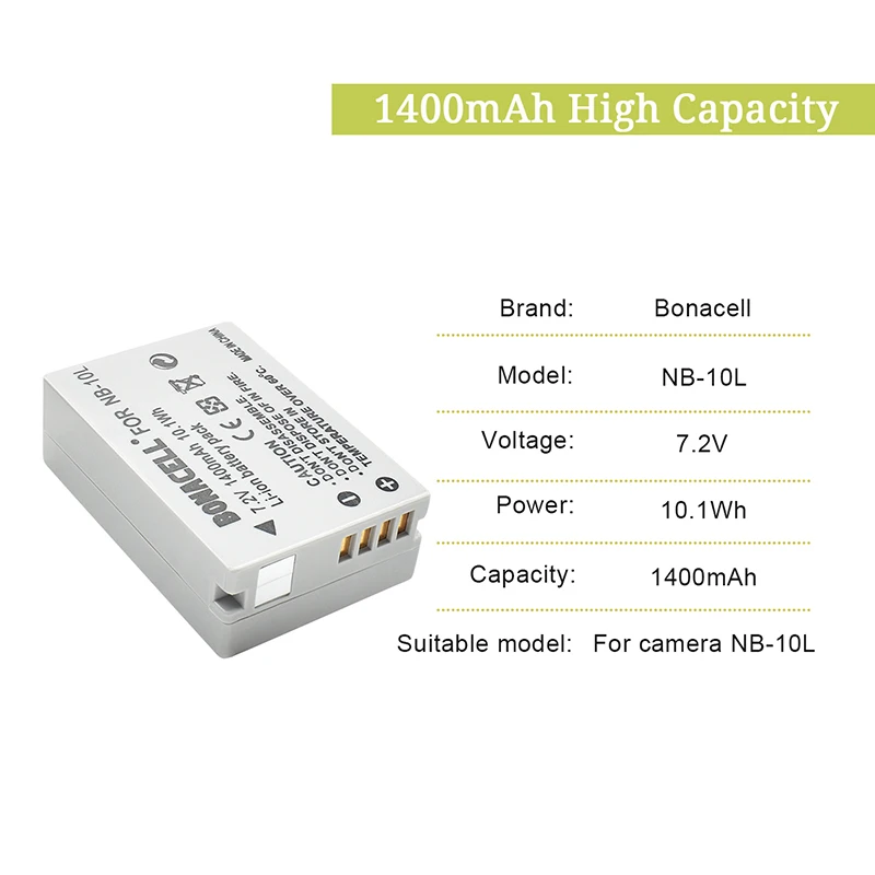 Bonacell NB-10L NB 10L литий-ионный Аккумулятор для Canon PowerShot SX50 SX60 HS G1 X G15 G16 SX-Series SX40 HS SX50 SX60
