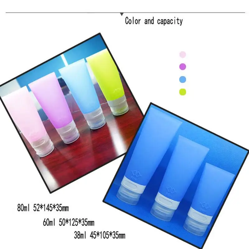 Путешествия бутылки многоразового использования силиконовый уход за кожей лосьон шампунь гель бутыль 38/60/80 мл трубка контейнеры Squeeze Наборы Прямая поставка