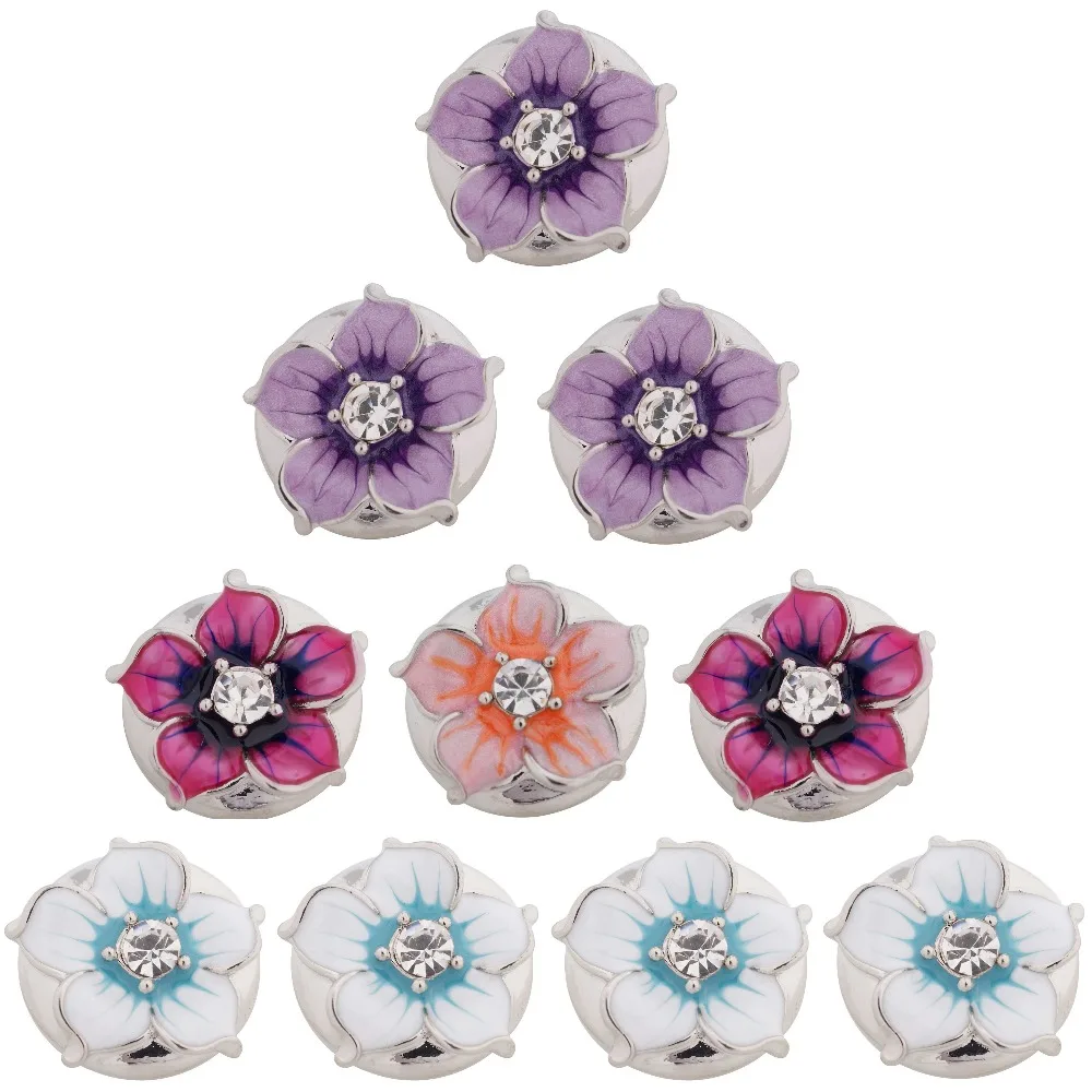 

2018 new fashion crystal flower snap button jewelry charm button fit 18mm snap button jewelry snap bracelets bangles for women