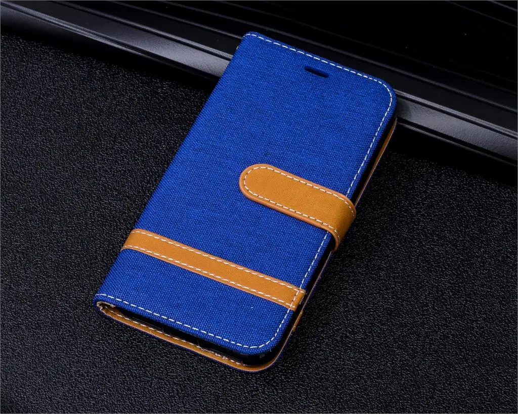 Для Xiaomi Redmi 7 6 6A 6 Pro F1 чехол из джинсовой ткани Coque Etui чехол для Redmi Note 7 6 Pro 5A Y1 Lite кошелек из искусственной кожи чехол - Цвет: blue