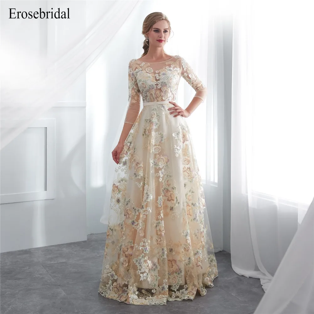 Cheap Evening Dress Long 2019 Erosebridal A Line Evening Gowns Long Sleeve Sexy Illusion Bodice robe de soiree LRK-03 Cheap Evening Dress Long 2019 Erosebridal A Line Evening Gowns Long Sleeve Sexy Illusion Bodice robe de soiree LRK-03