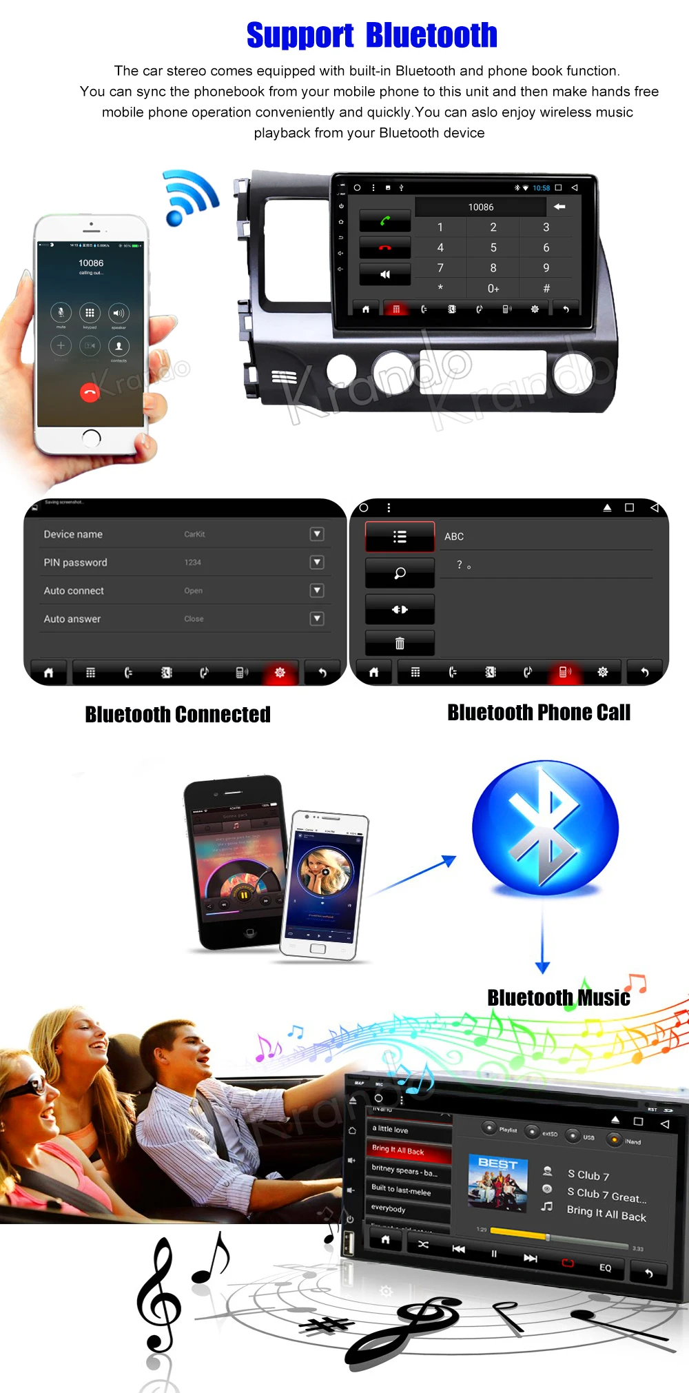 Krando Android car radio gps navigation multimedia system for Honda civic 2006 2007 2008 2009 2010 2011