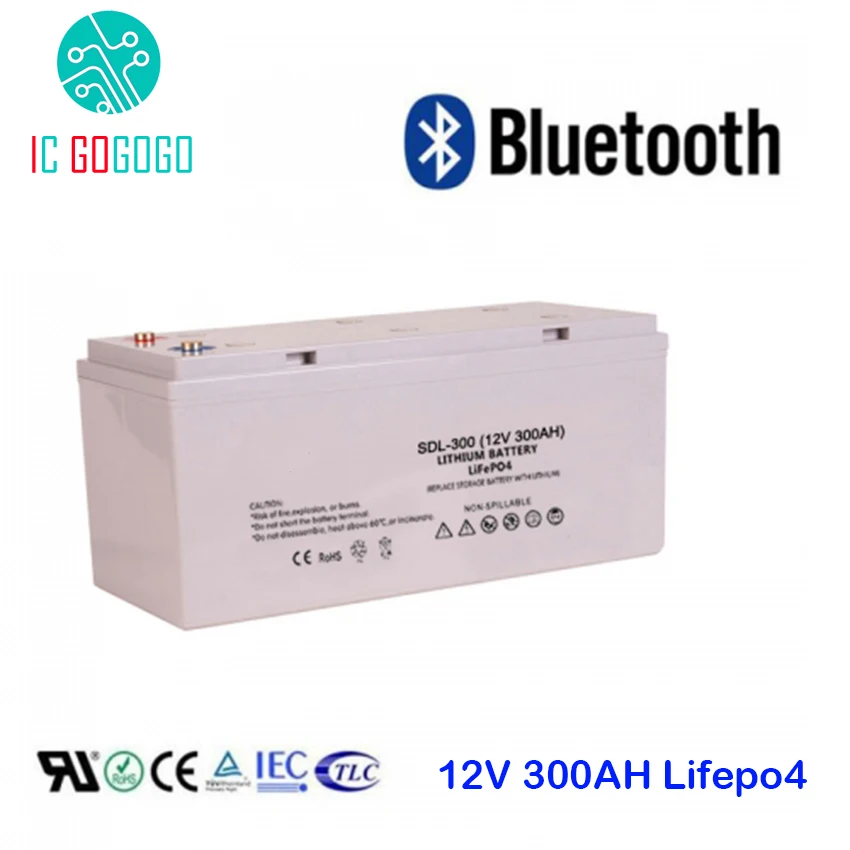 12V 300AH Lifepo4 Battery Pack Deep 2000 Cycle 3.2V Sealed Lithium Iron Phosphate Rechargeable Cell Sealed Bluetooth Solar Gel