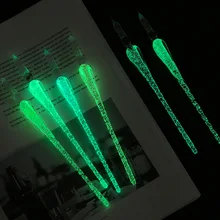 Оригинальная фосфоресцирующая стеклянная Подарочная авторучка, цветная флуоресцентная водная цветная ручная ручка, ручка для каллиграфии
