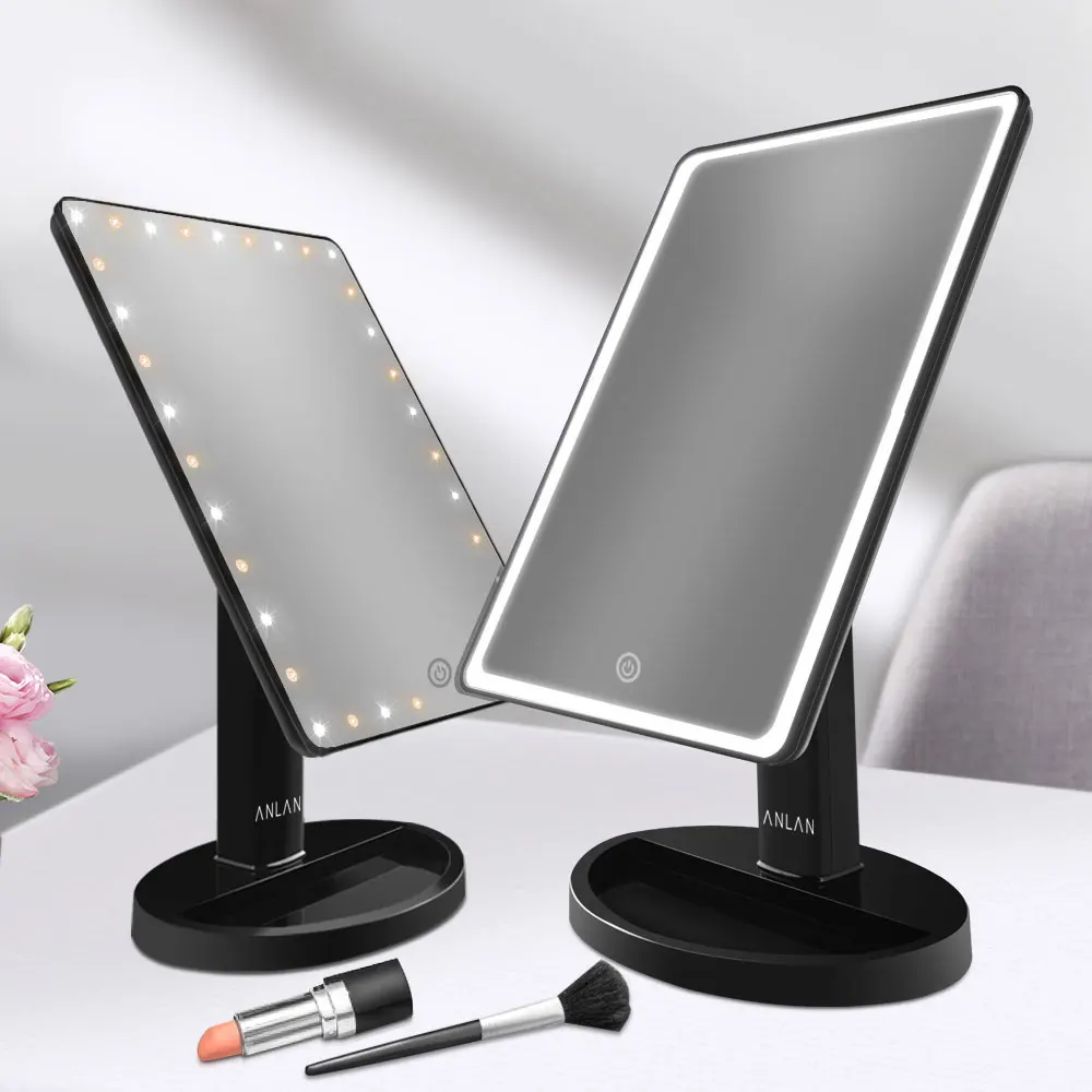  ANLAN Super Large LED Touch Screen Makeup Mirror Mirror With 35 LED Lights/Light Bar 360 Degree Adj - 33005687937