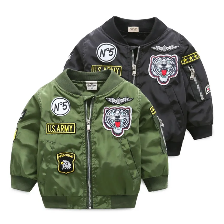 

2017 Spring Autumn Jacket for Boy Tiger Coat Windbreaker Children clothes Top Hoddie Kid Winter Amy Green Jacket