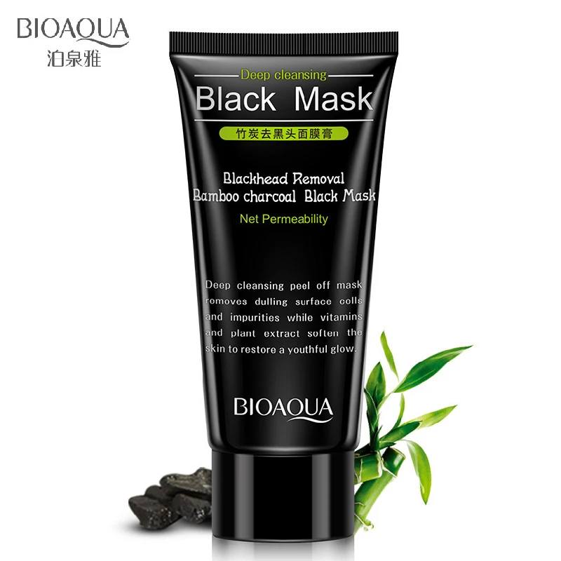 

BIOAOUA Black Removal Bamboo Charcoal Black Mask Deep Cleaning Blackheads Nose Face treatment Black Heads Mask Cream Treatment