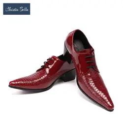 Christia Bella британский стиль острый носок из натуральной кожи Обувь в деловом стиле Для мужчин туфли для ночного клуба серпантин свадебные