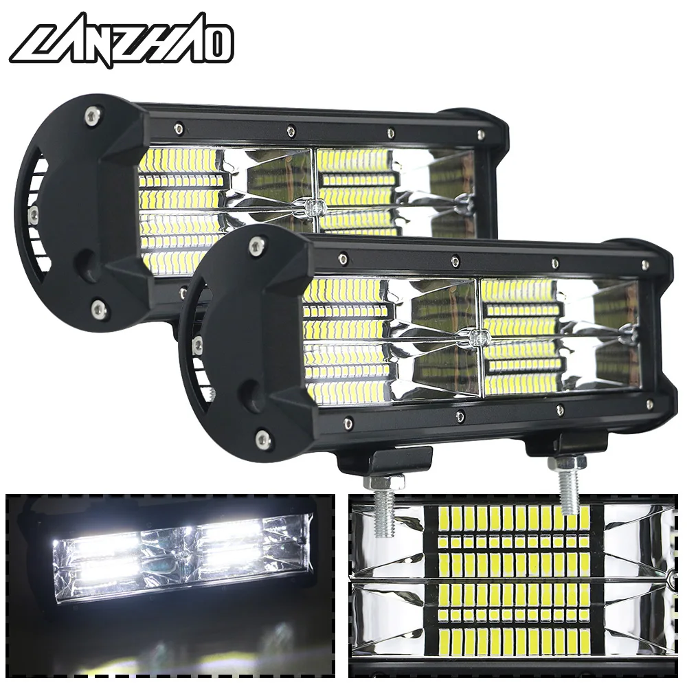 

8.5'' Inch 144W LED Light Bar 2 Row Motorcycle Fog Lights Car Work Lamp 6000K White Universal for Honda Yamaha BMW Suzuki Harley
