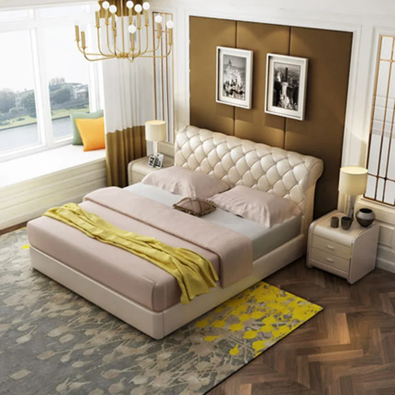 Modern minimalist leather Nordic marriage master bed Furniturein Beds from Furniture on