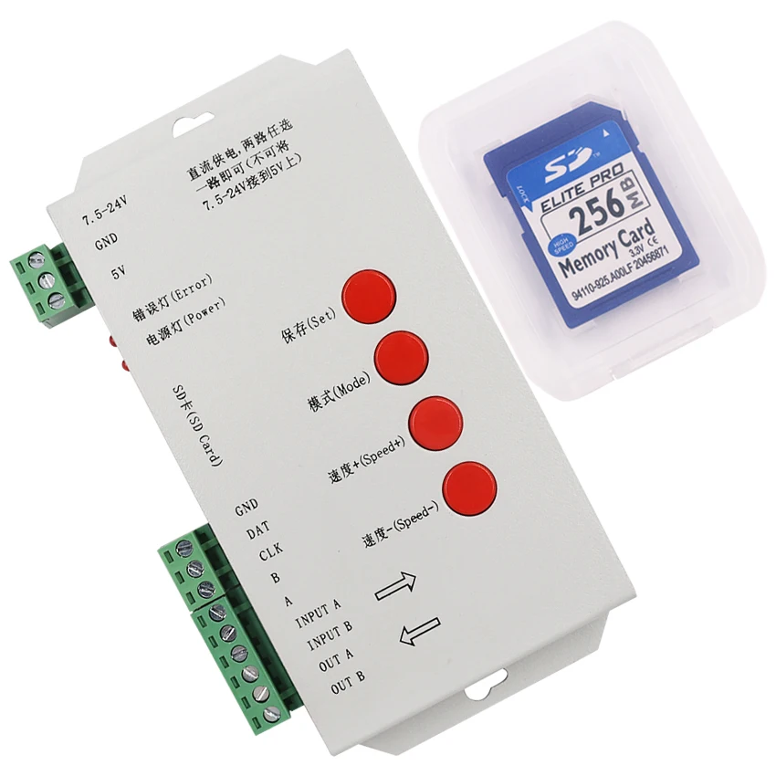 T1000 программируемый, с поддержкой SD карт RGB светодиодный контроллер, светодиодный контроллер пикселей, поддержка WS2801, LPD6803, WS2811, TM1804, TM1809, LPD8806 и т. д