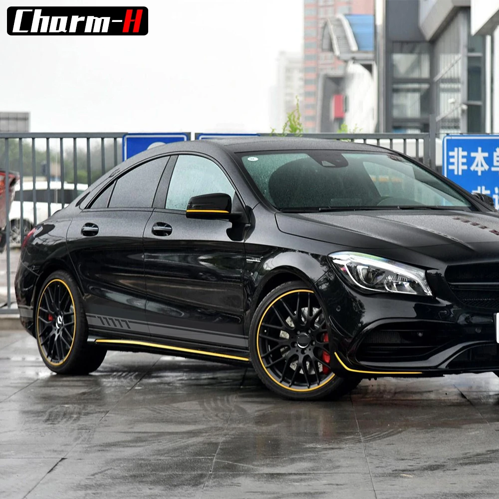 Версия 1 стильная серебристо серая виниловая наклейка рокерные полосы для Mercedes