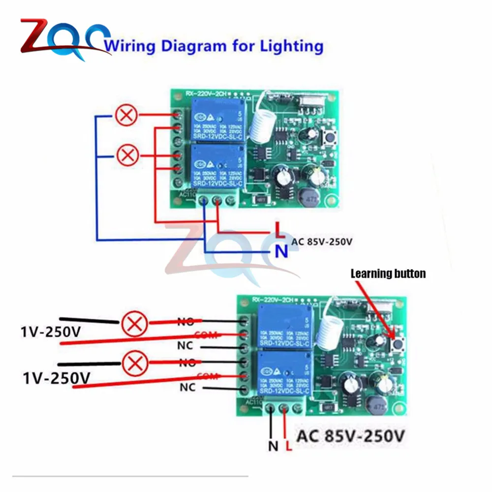 315 MHz/433 MHz 10A AC 220V 2 CH Channel беспроводной RF релейный пульт дистанционного управления модуль приемника