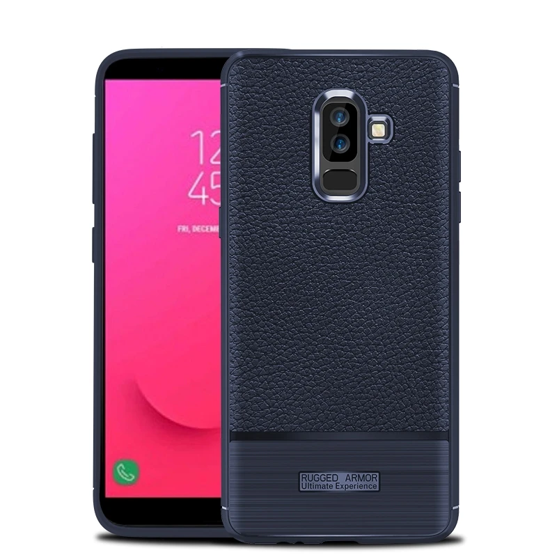 For Samsung Galaxy J8 2018 Case Soft Silicon TPU Cover Litchi For