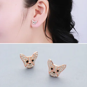 

Nail Manufacturers Selling S925 Tremella Pure And Fresh And Lovely Earrings Chihuahua Gem-set A Undertakes