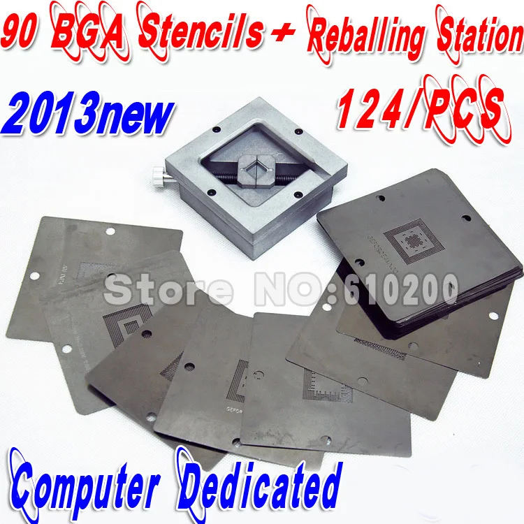 Freeshipping 2014 new Computer Chip Dedicated BGA 124/pcs 90*90 BGA stencils templates+BGA Reball Reballing Station Stencil Kit freeshipping 100% new intel 82801hbm ic chipset with bga stencil 90mm nh82801hbm