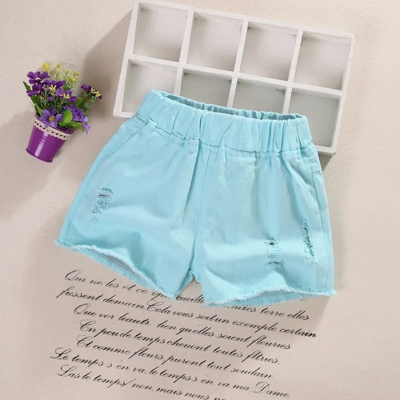 Летние детские короткие джинсовые шорты для девочек, модные короткие джинсы для принцессы, детские штаны, шорты для девочек, одежда для девочек с цветочным рисунком - Цвет: As picture