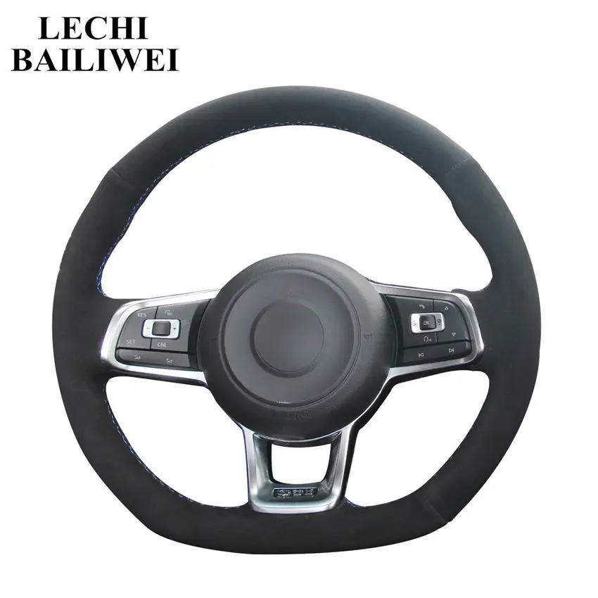 DIY крышка рулевого колеса черные замшевые Автомобильные Чехлы На Руль для Volkswagen VW