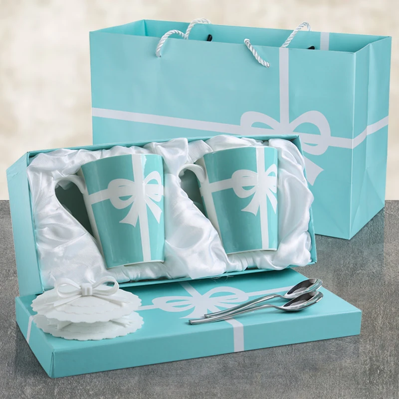 

Europe Bone China Butterfly-knotted Mug cup Lovers cup Milk coffee cup travel mug ceramic mug Gift box set handbag Wedding gifts