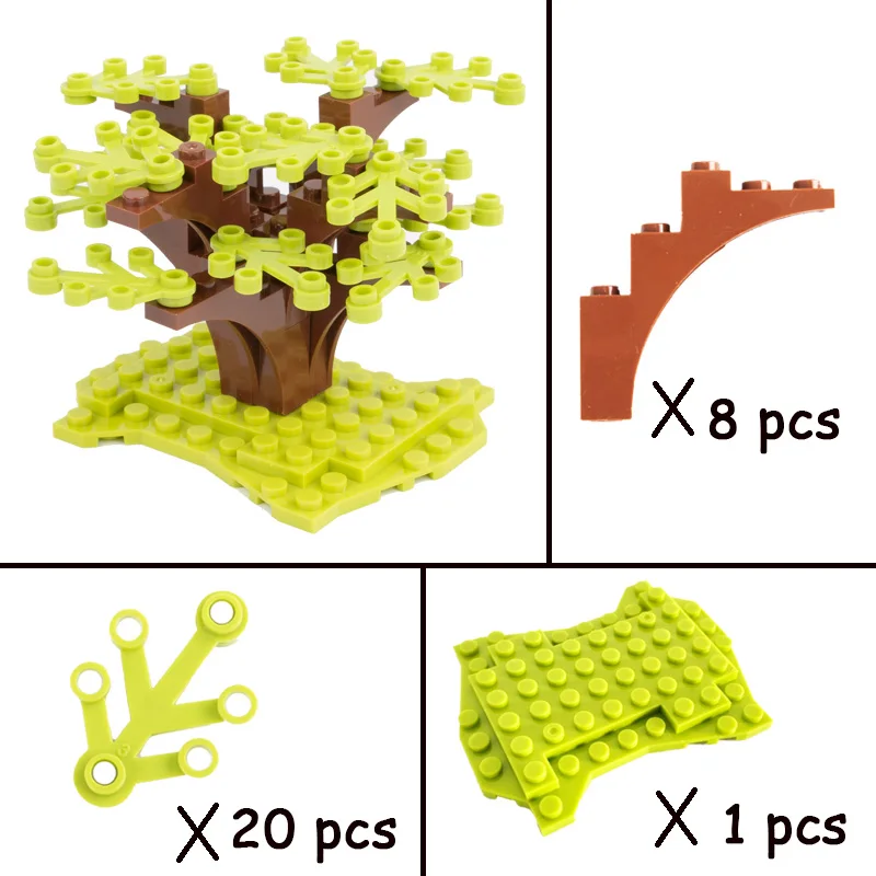Город Военные Аксессуары строительные блоки садовые деревья растения блоки кирпичи игрушки рождественские фигурки части лес камуфляж лист - Цвет: 1901-02-06