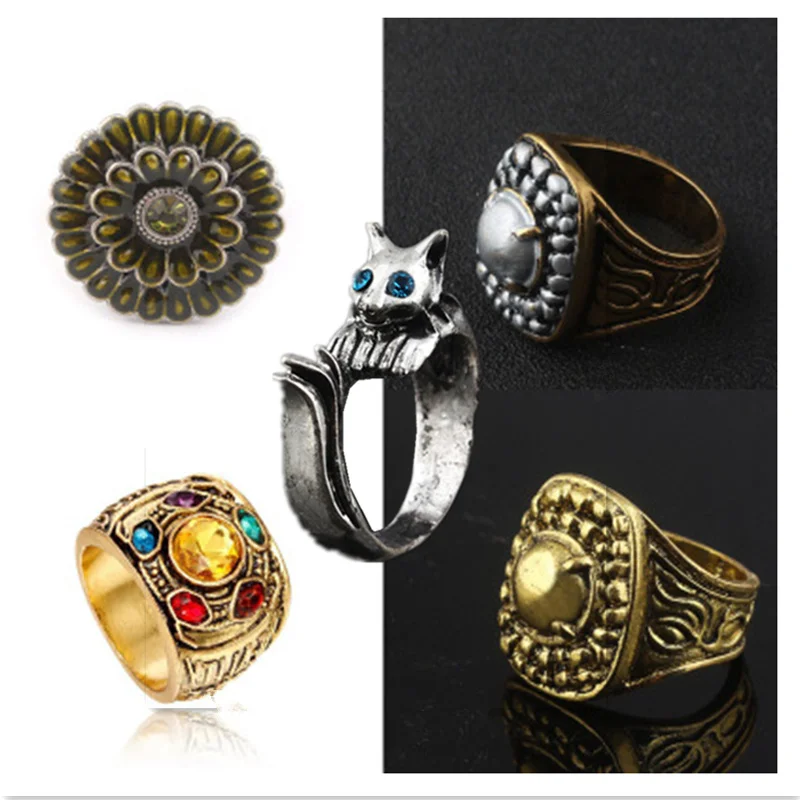 

Game DARK SOULS III Harvell Silver Cat Ring Avengers: Infinity War Thanos Ring Cosplay Accessories Badge