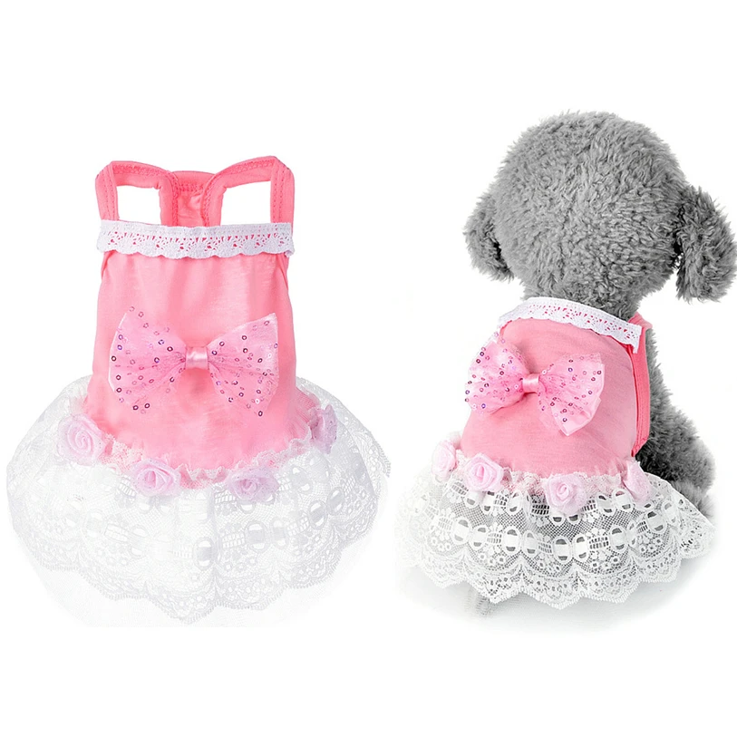 Spring/Summer Dog Dresses Polyester Pink Princess Tutu Dress XS XL