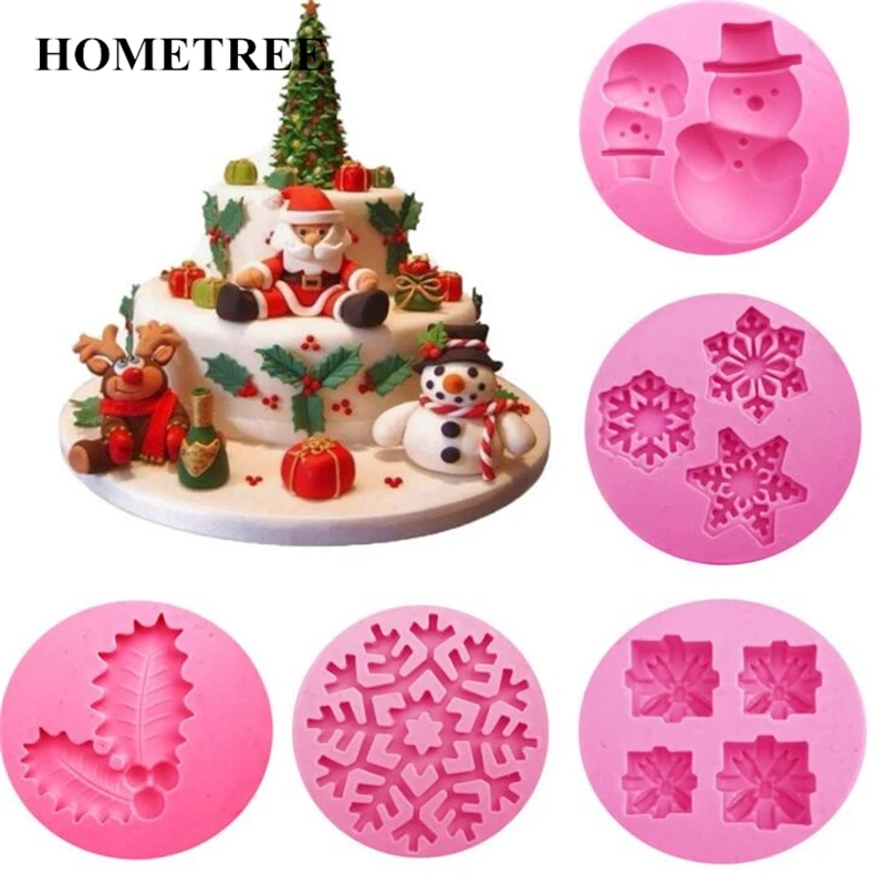 

HOMETREE Snowflake Snowman Chocolate DIY Fondant Cake Decorating Baking Tools Border Silicone Mold Kitchen Baking Utensils H828