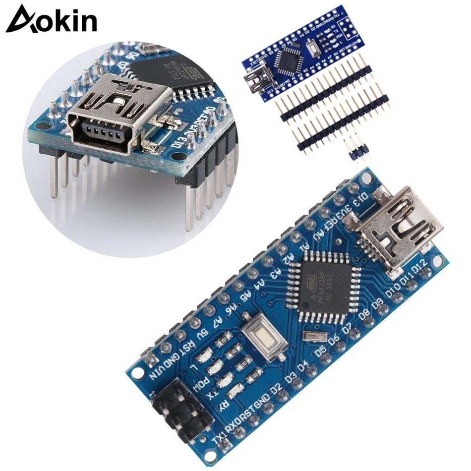 Плата микроконтроллера Mini Nano V3.0 ATmega328P плата USB для Arduino CH340/ATmega328P с