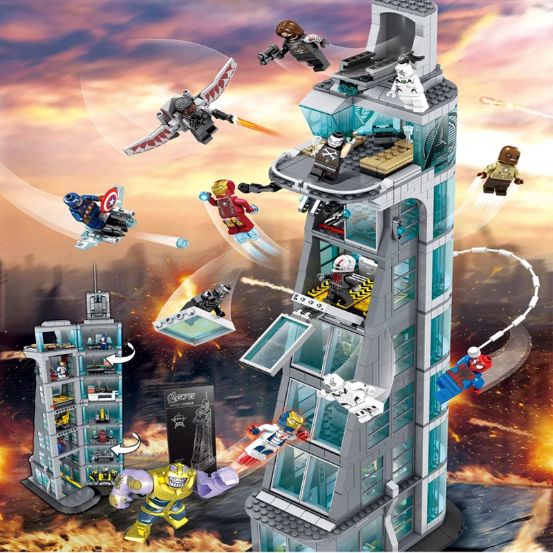 Новая обновленная версия креативного супергероя Мстители башня Legoings