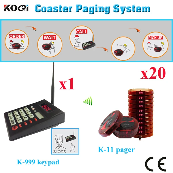 Беспроводной ресторанный приемник вызовов системы с 1 экраном дисплея с 1 пейджером часов и 10 кнопкой вызова