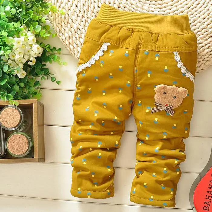 (1piece /lot) 100 cotton 2014 new yellow girl warm trousers for