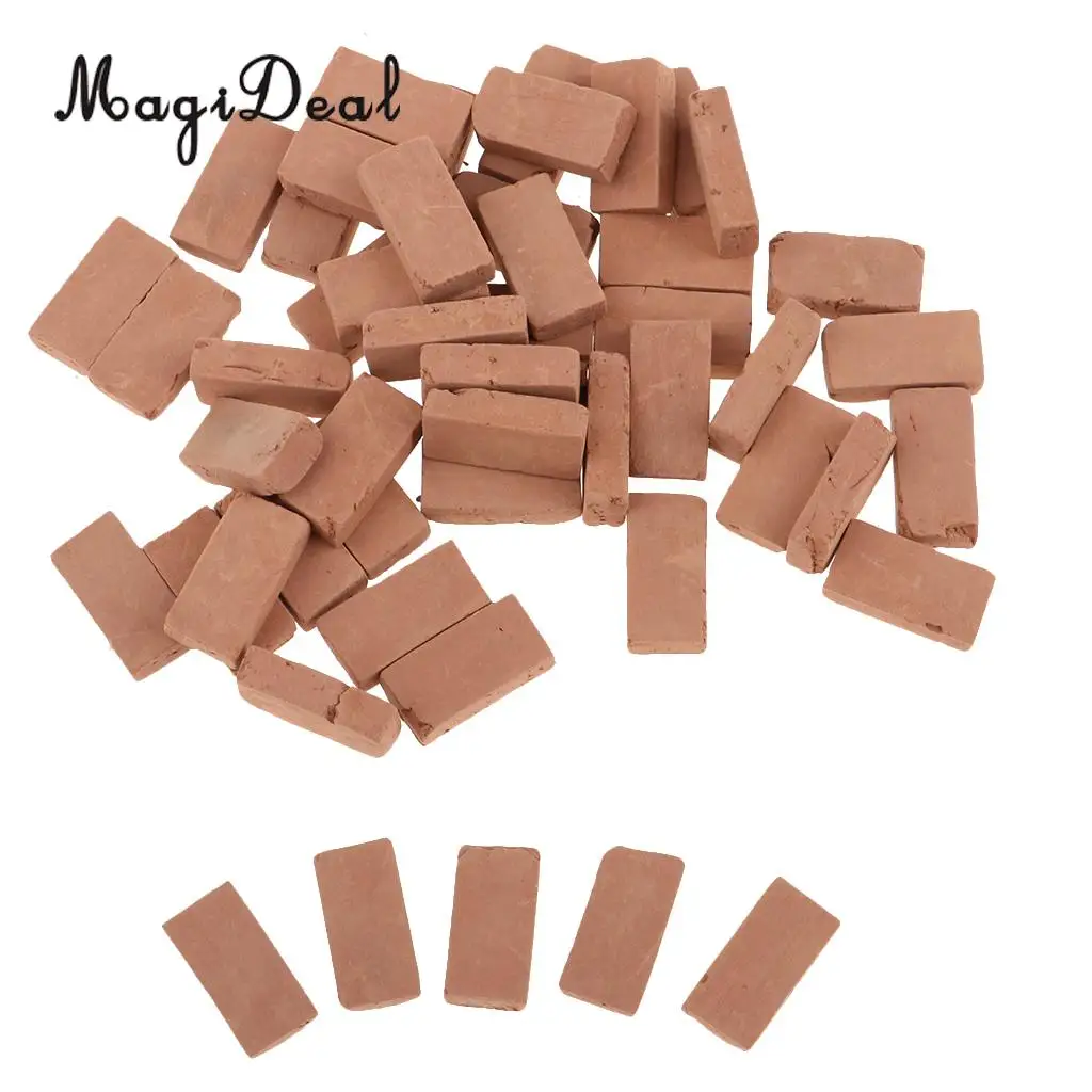100x 1/16 Mini Realistic Clay Bricks Model for Sand Table Scenery Building DIY Accs
