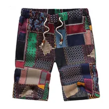 Мужские льняные шорты большого размера, классические дизайнерские мужские шорты с цветочным принтом, мужские повседневные брендовые шорты 6XL