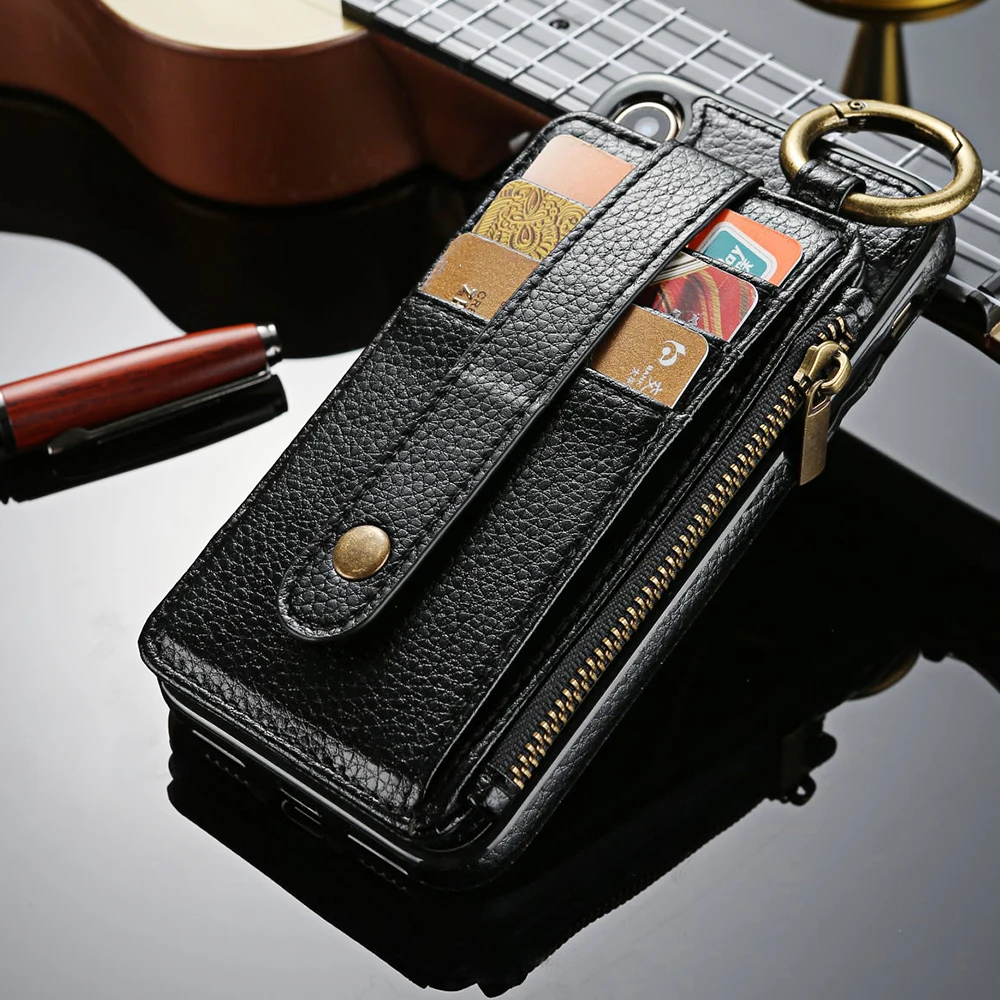 

Business Leather Phone Case For iPhone 7 8 6 6S Plus Card Wallet Magnet Removable Back Cover For iPhone X Xr Xs Max Case